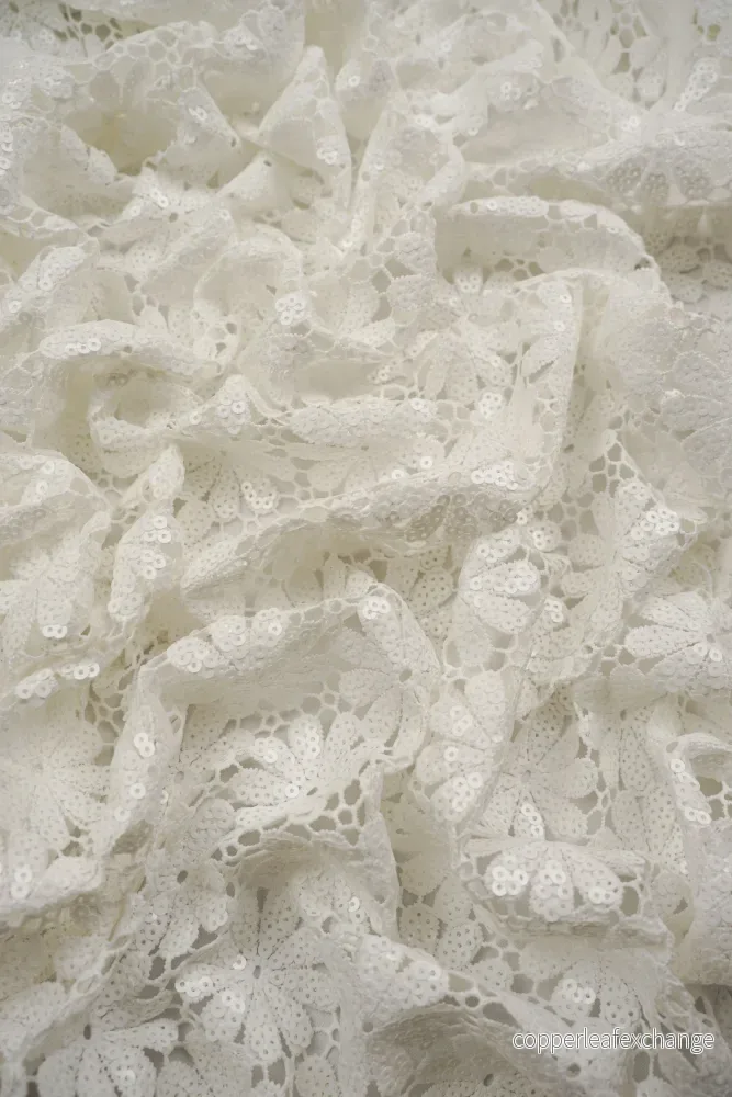 Lace – Sequins – White – Flowers – 5003 Lace – Sequins – White – Flowers – 5003
