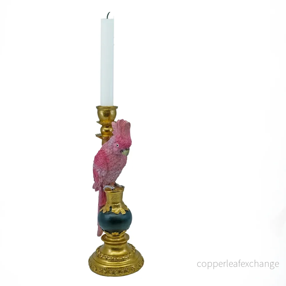 Ljusstake papegoja - rosa med svart klot - Bild 2