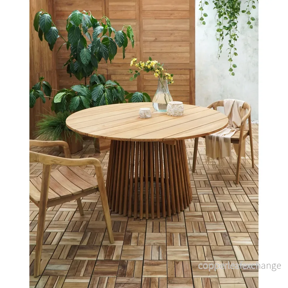 Maria Runt Matbord i Teak Ø120 cm | Trädgårdsbord & Utebord