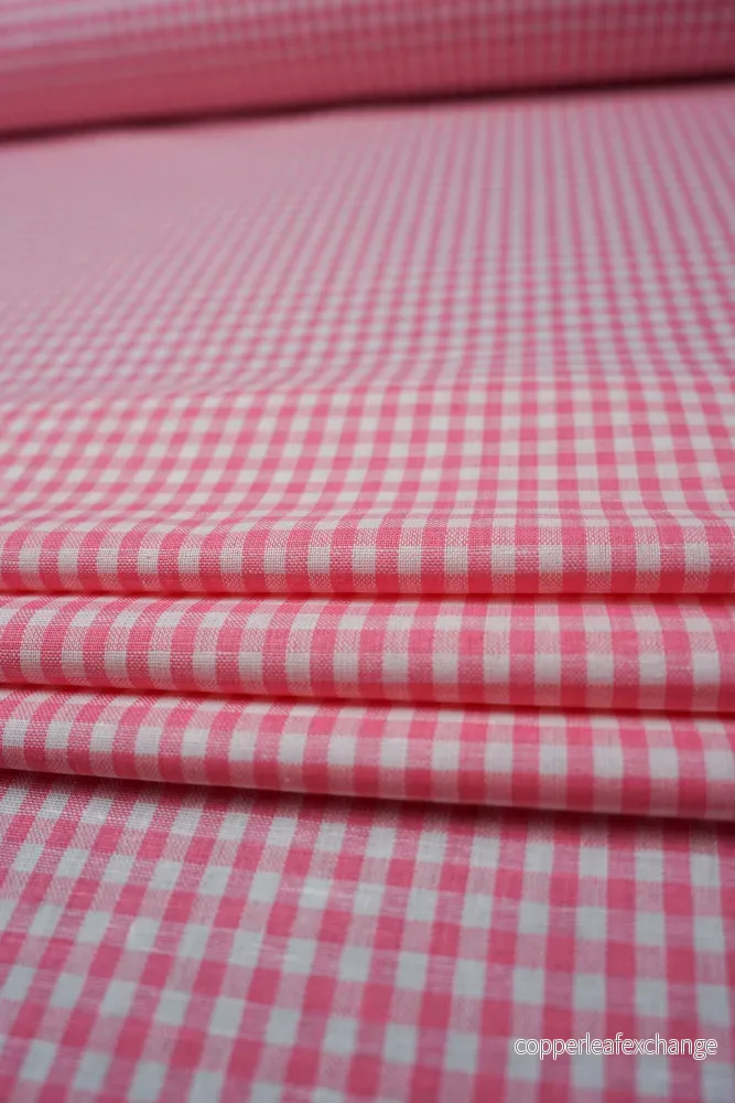 Linen, cotton – Plaid – small check – Pink Linen, cotton – Plaid – small check – Pink