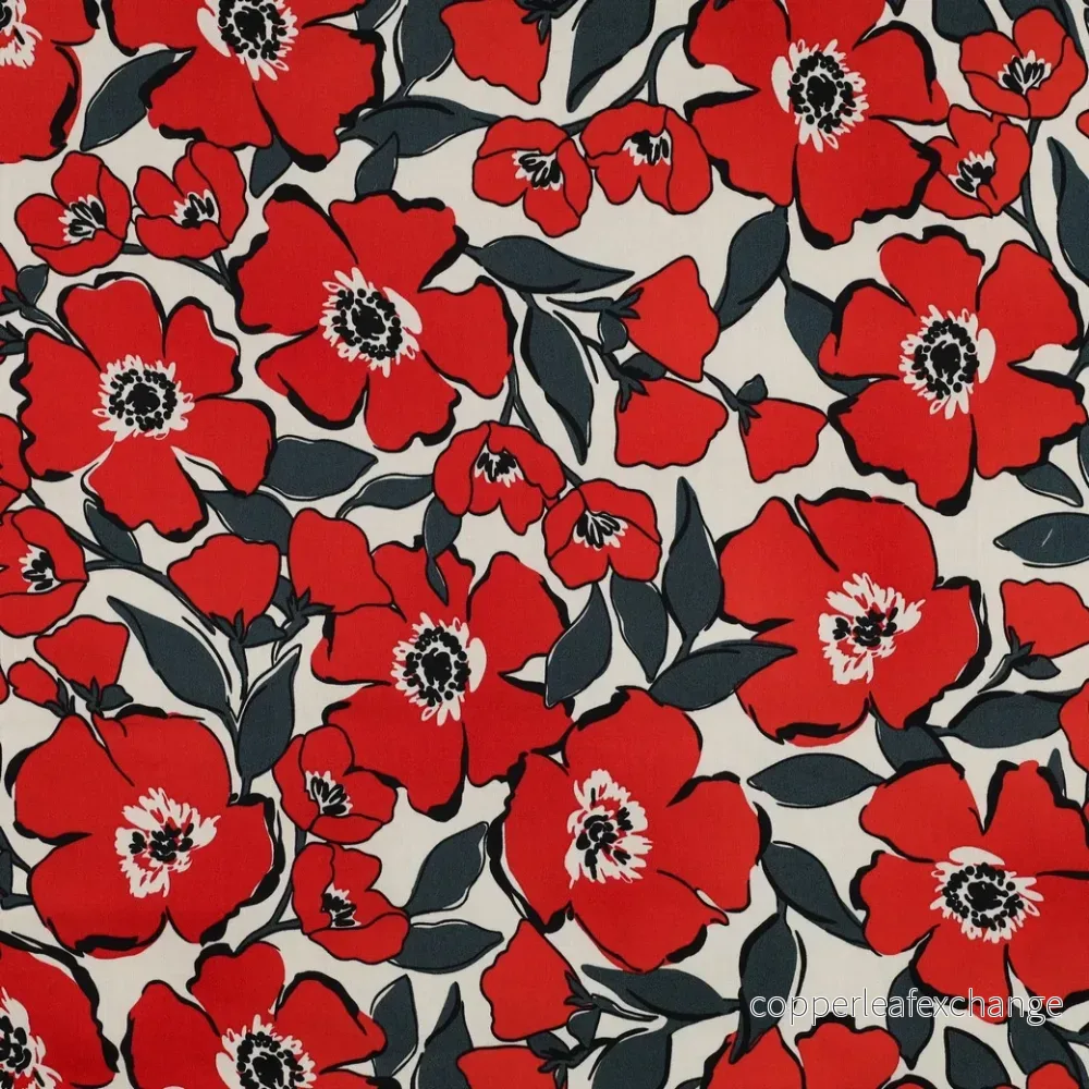 Flowers – Patterned – Satin – Flowers – Red – 06.002 Flowers – Patterned – Satin – Flowers – Red – 06.002