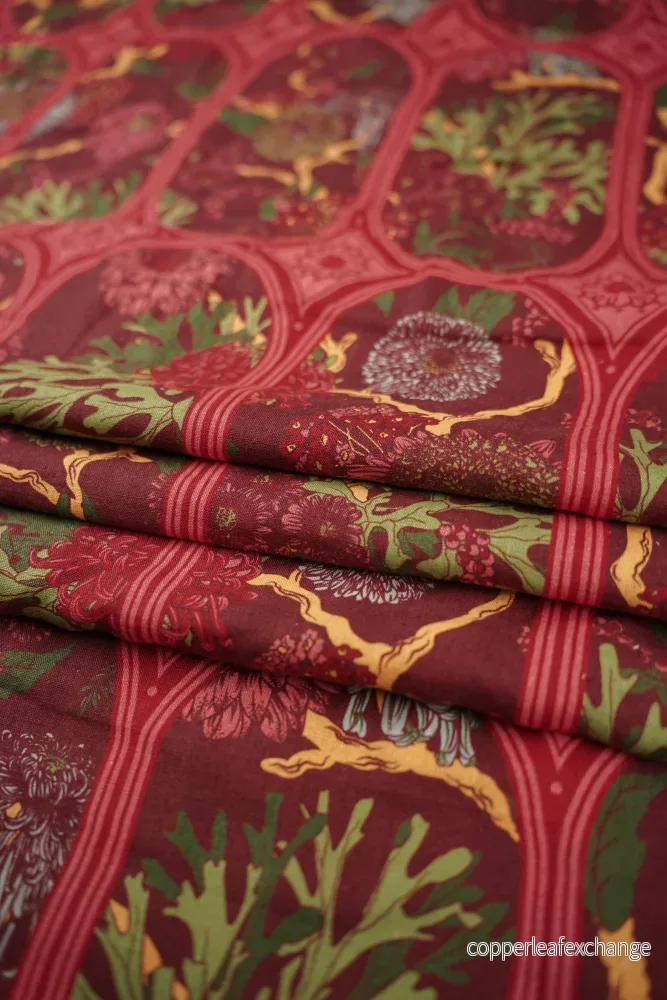 Deadstock – 270 cm wide – Linen – Flowers – Red – DI66