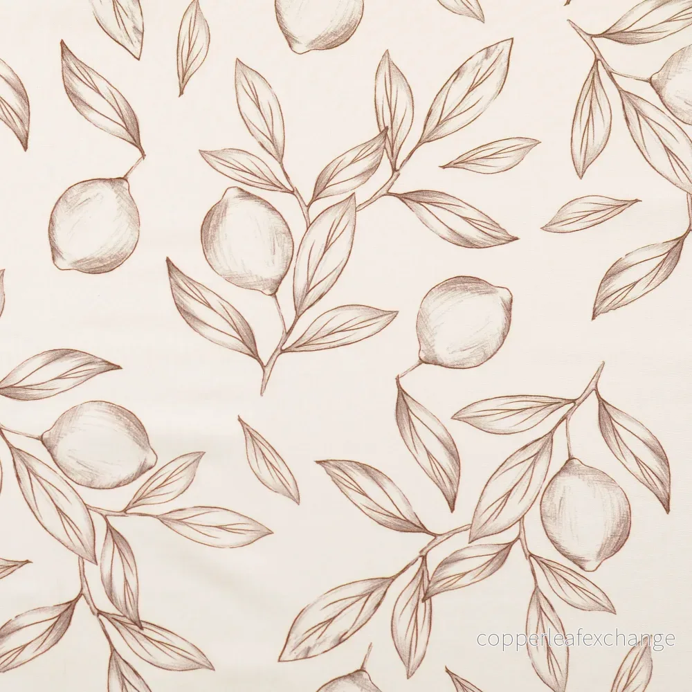 Patterned – Cotton – Poplin – Lemons – Beige – 0004