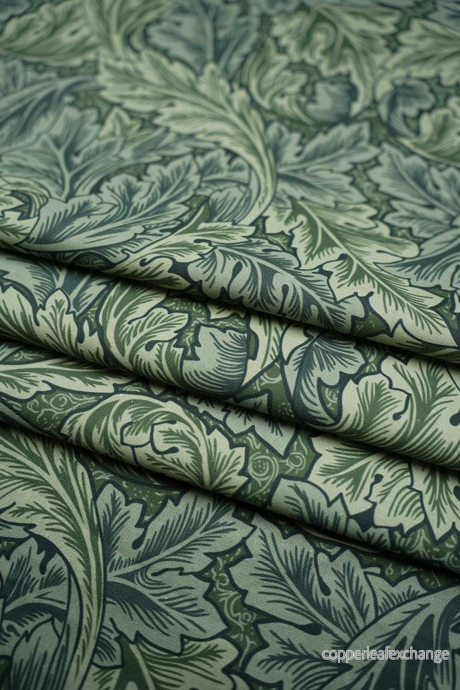 Art Nouveau – Patterned – Upholstery fabric – Curtain fabric – Cotton – Leafy cover – Green Art Nouveau – Patterned – Upholstery fabric – Curtain fabric – Cotton – Leafy cover – Green