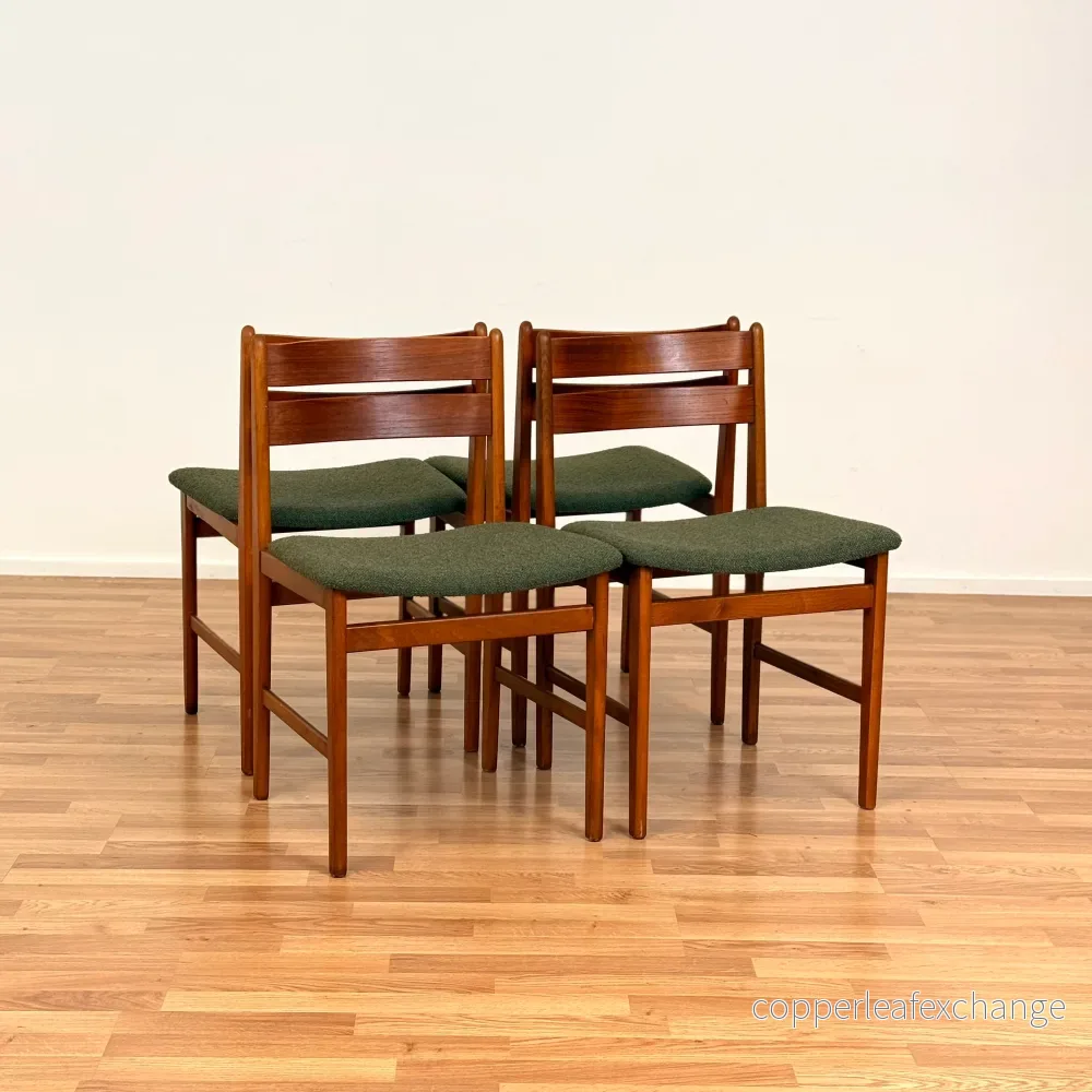 Set om 4 matstolar i teak, 1950-60-tal, Danmark