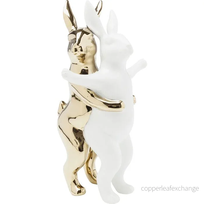 KARE dekorativ figurin HUGGING RABBITS vit och guld - Bild 2