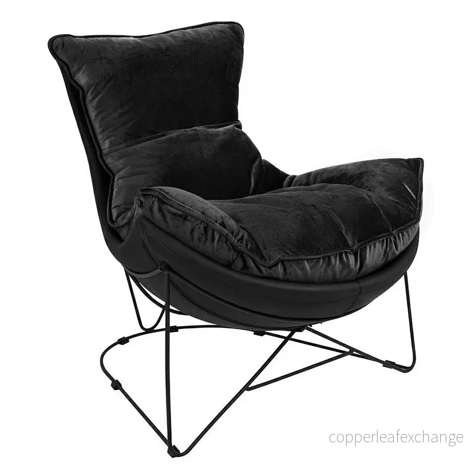 Fåtölj – OTILIA STAND VELVET, svart