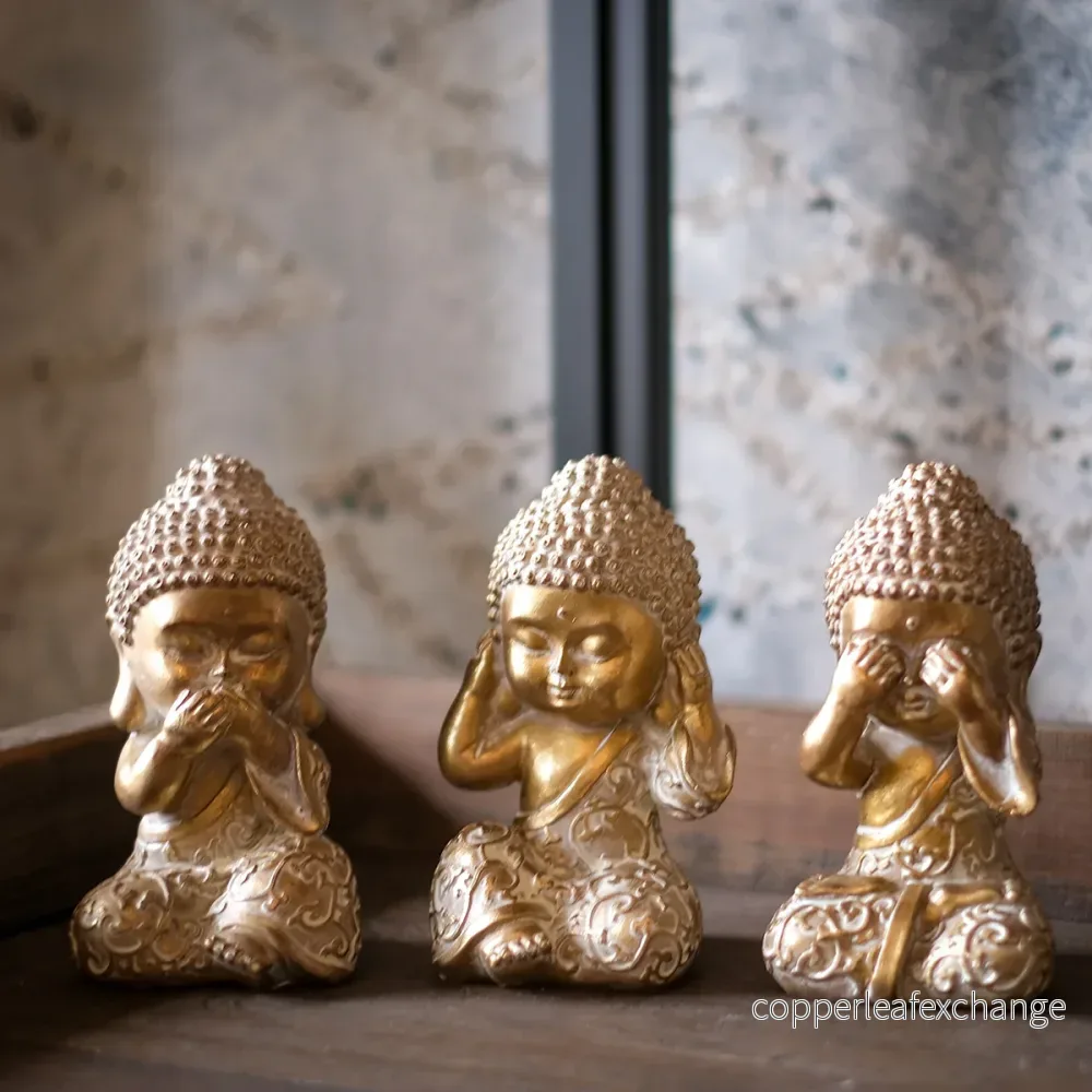 Mini-Buddha guld (set om 3)