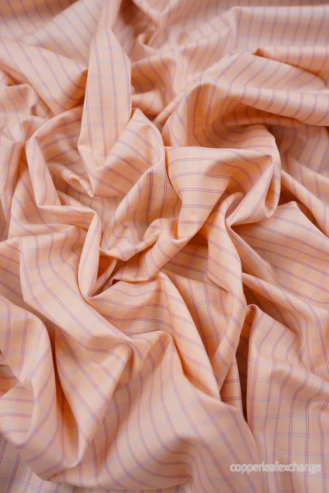 Deadstock – Shirt Fabric – Cotton – Check – Apricot, Pastel – DS131