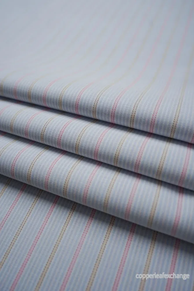 Deadstock – Shirt Fabric – Cotton – Stripe – Blue, Pink, Beige – DS195
