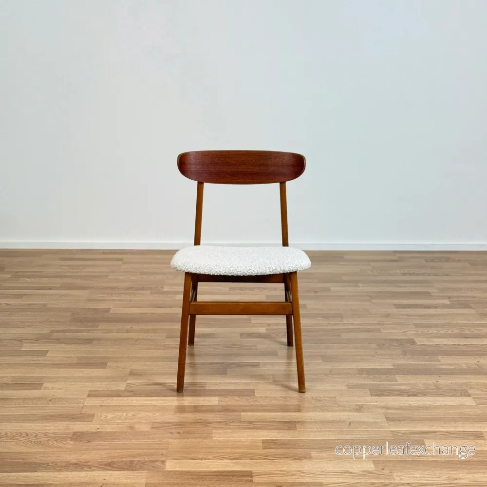 Dansk enkel matstol i teak och bokträ - Bild 3
