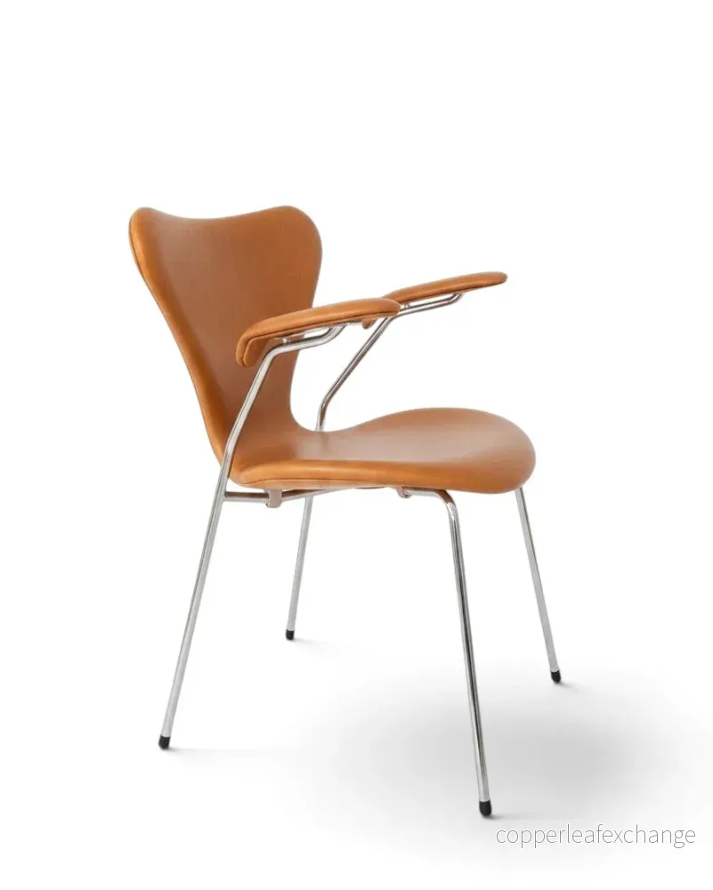 Arne Jacobsen Syveren stol i Calvados Cognac / Soft læder. - Bild 3