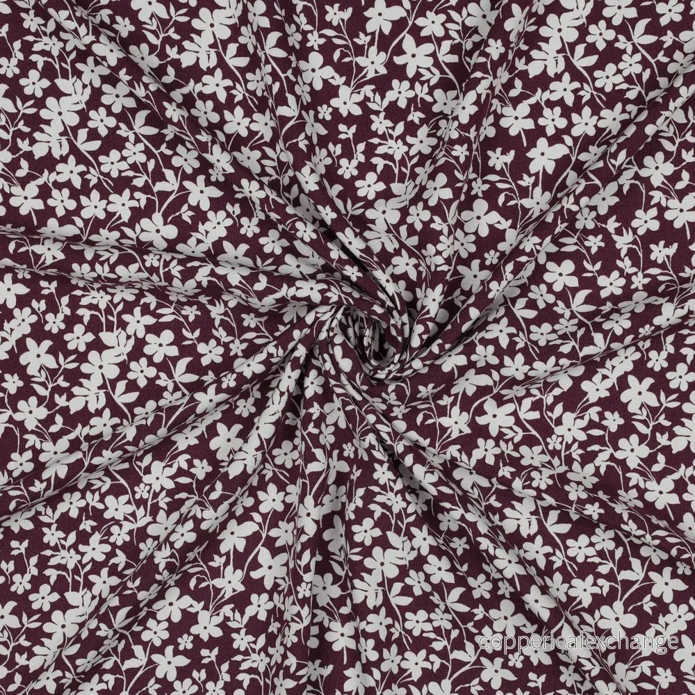 Viscose – Patterned – Small floral – Bordeaux – 006 Viscose – Patterned – Small floral – Bordeaux – 006