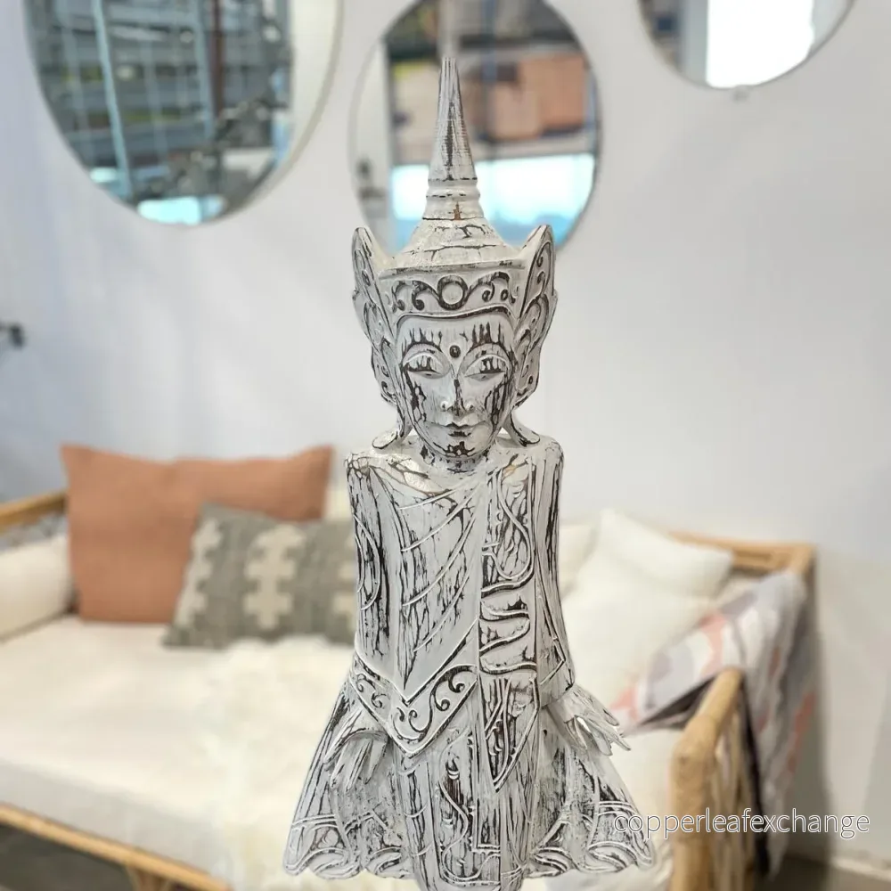 Stående Buddha Staty Teak 100cm - Handsnidad Bali - Bild 2