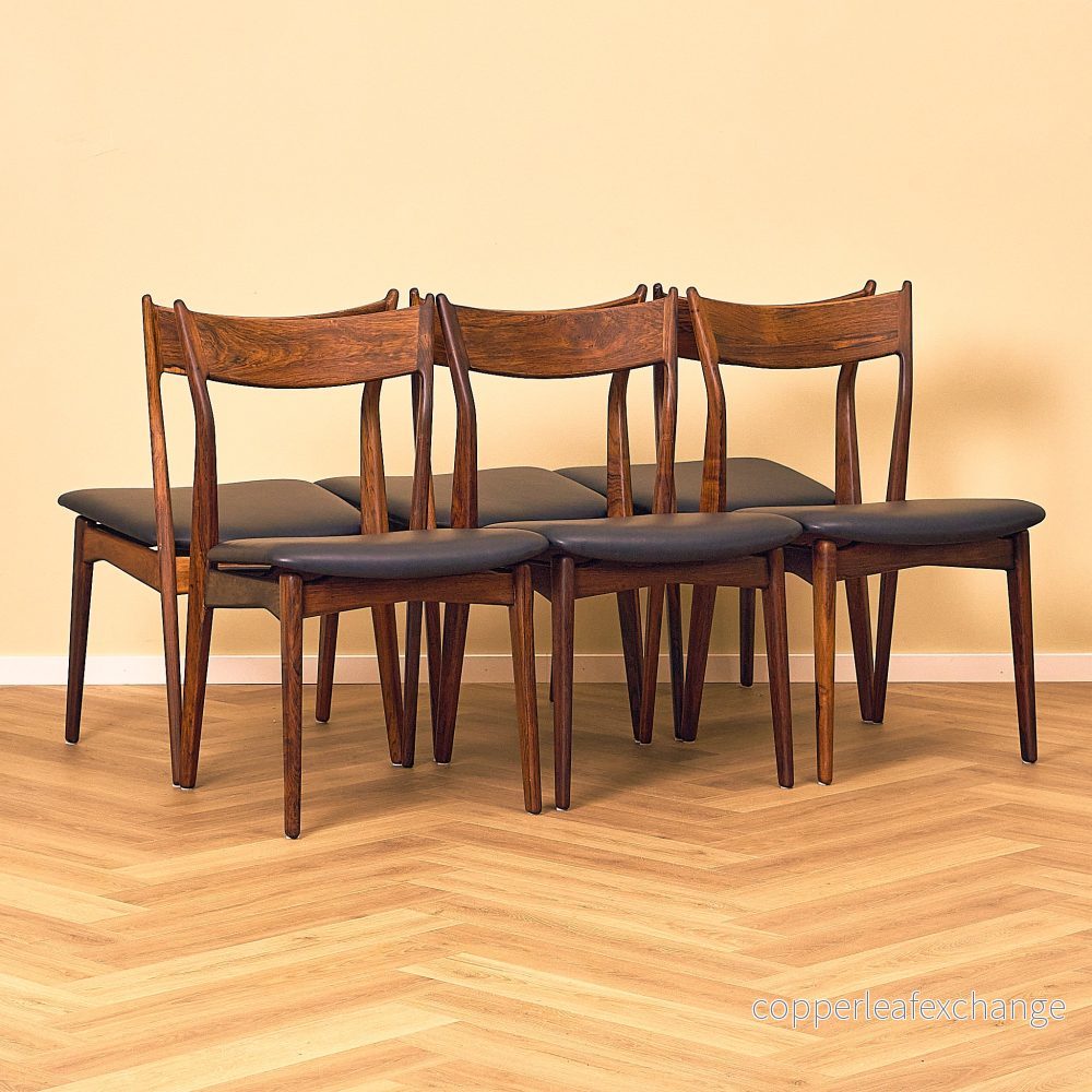 Danish set of 6 dining chairs in Santos rosewood by H. P. Hansen for Randers Møbelfabrik