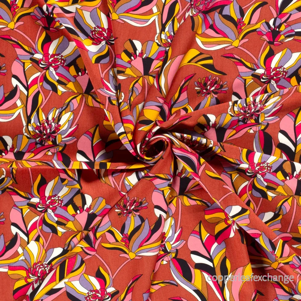 Patterned Viscose - Poplin - Flowers - Rust - Bild 3