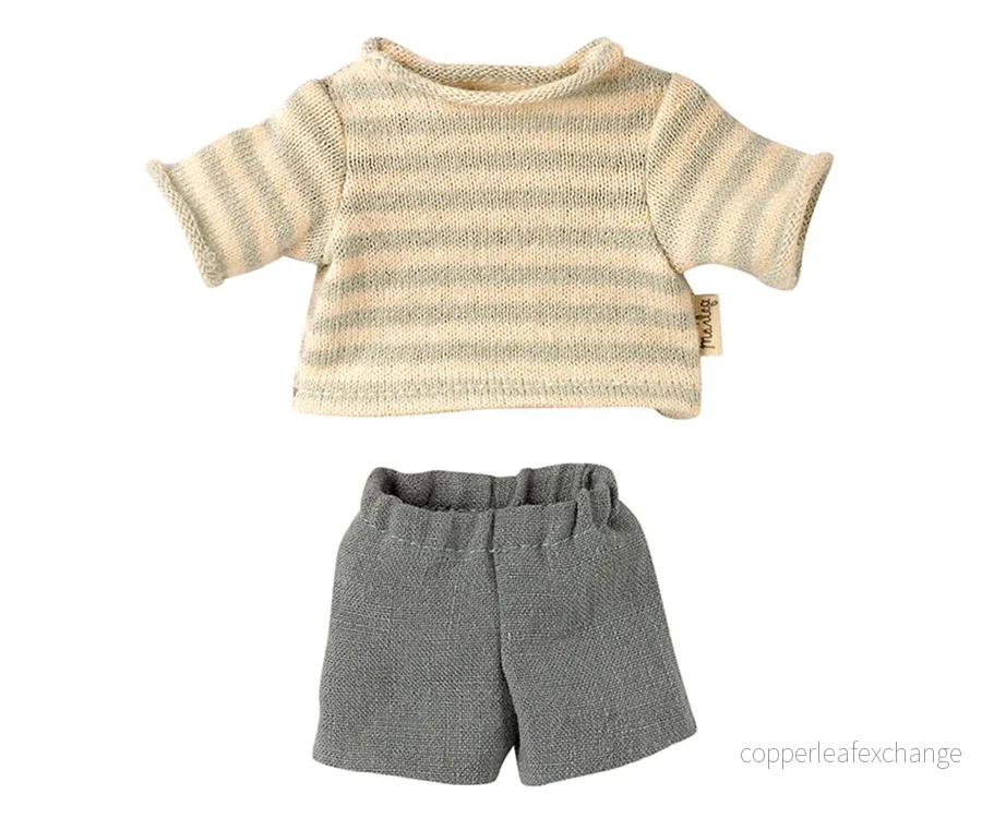 Maileg – T-shirt och shorts till teddy junior, kläder för björn nalle
