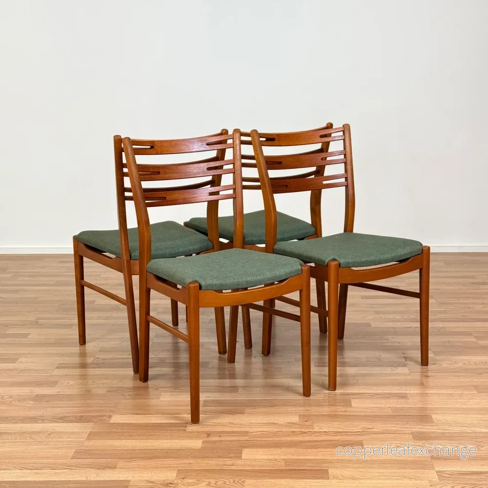 Set om 4 matstolar i teak och bok av Fartsrup modell 219, 1950-60-tal, Danmark