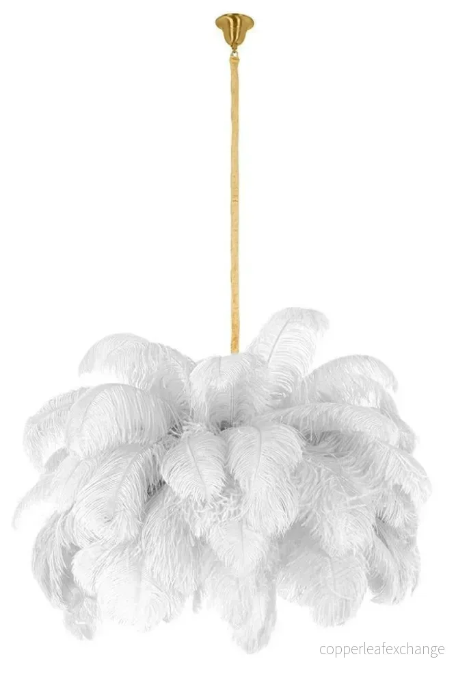 MOOSEE hängande lampa TIFFANY 135 vit mässing / naturliga fjädrar MOOSEE hängande lampa TIFFANY 135 vit mässing / naturliga fjädrar