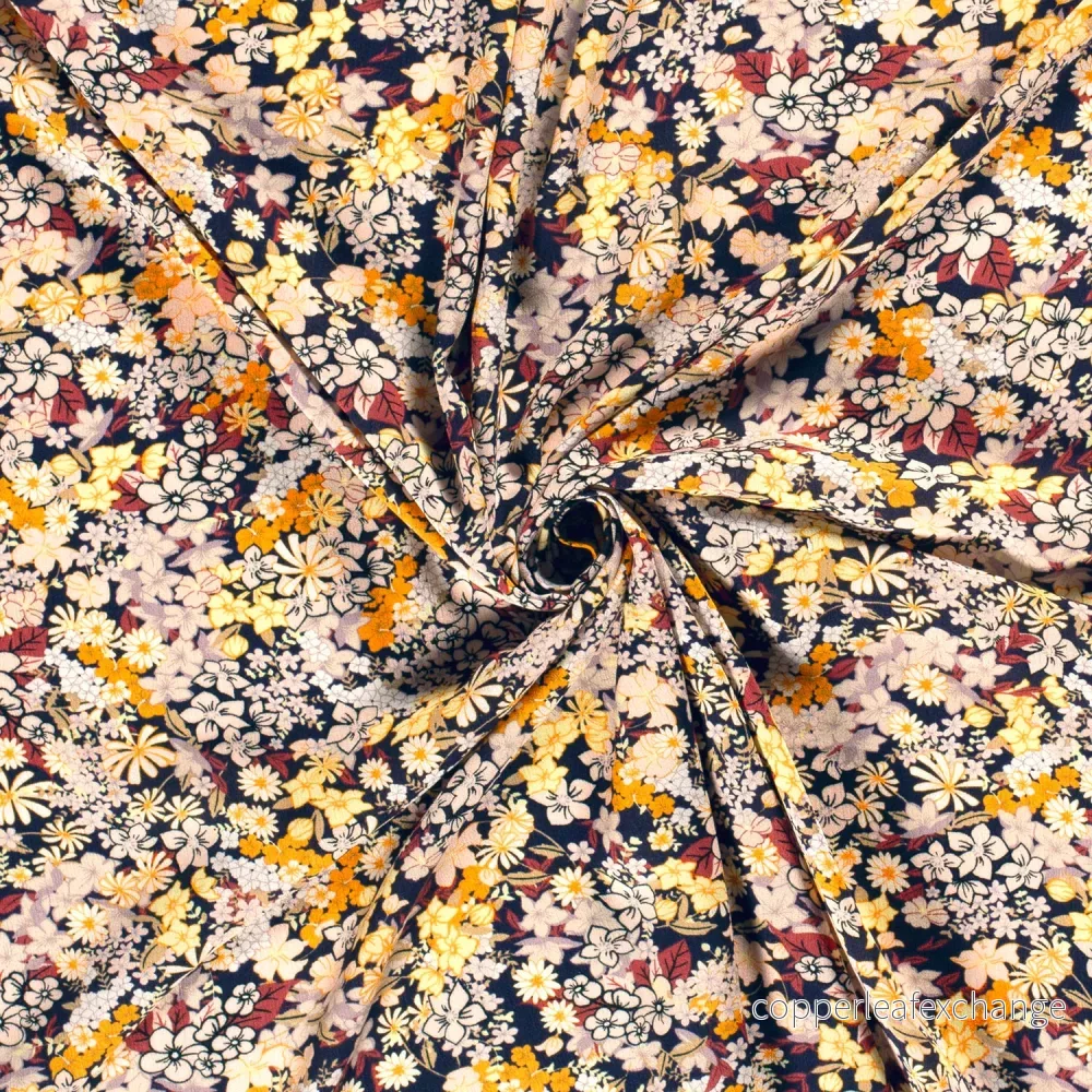 Patterned Viscose - Crepe - Small flowers - Navy - Bild 3