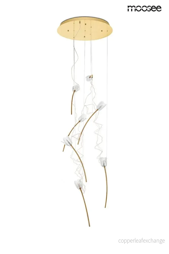Taklampa MOOSEE - TULIPPE 7 DISC, guld