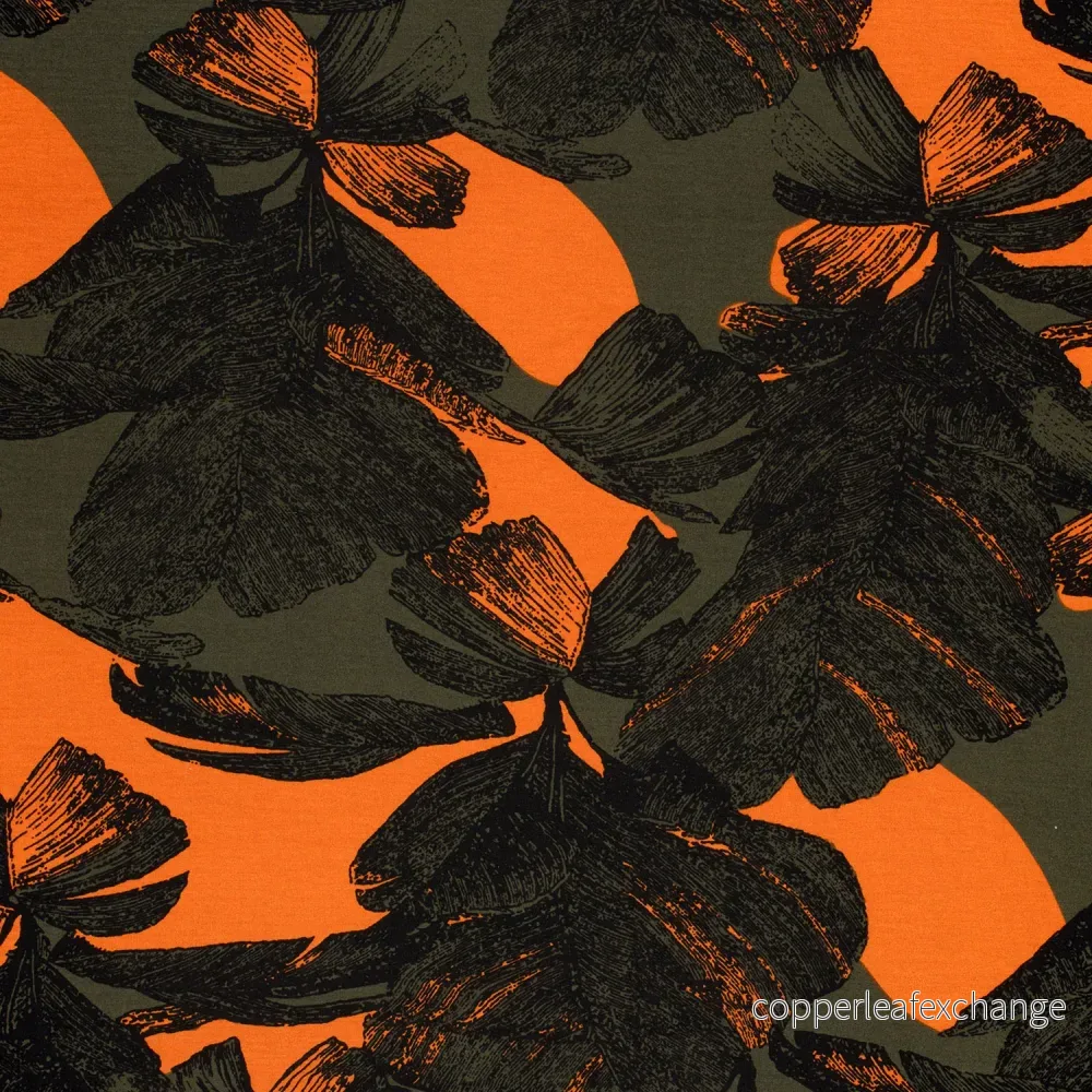 Patterned Punta Jersey - Heavey Punta di Roma - Viscose Abstract Flower - Khaki Green - Bild 2