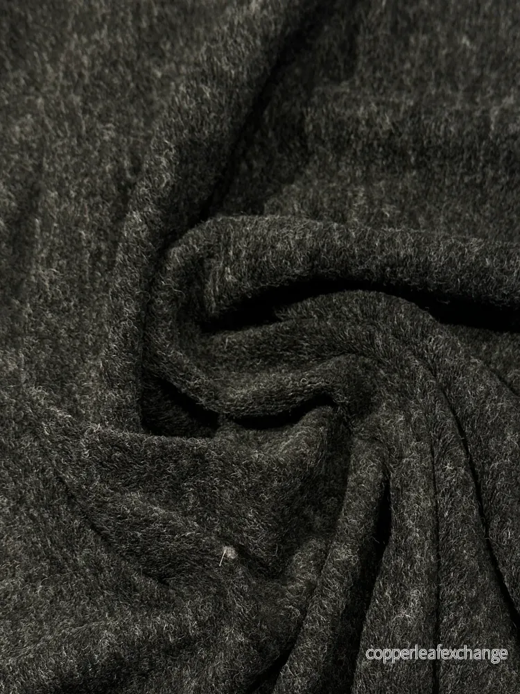 Deadstock – Italian – Shaggy Wool Blend – Knitted – Stretch – Gray Black – DY67
