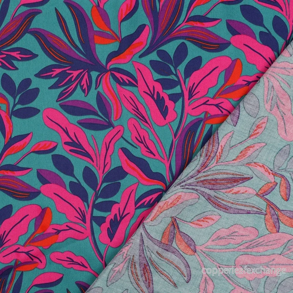 Nerida Hansen - Cotton Satin - Lush Leaves - Cotton - Petrol - Bild 3