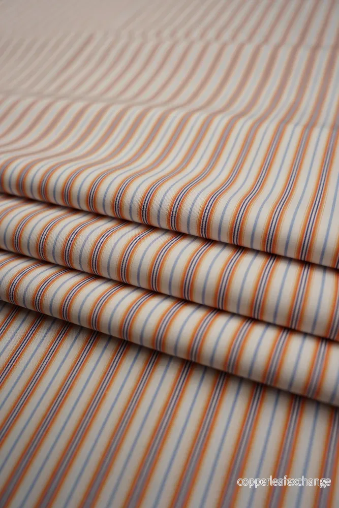 Deadstock – Shirt Fabric – Cotton – Stripe – Orange, Blue – DS186 Deadstock – Shirt Fabric – Cotton – Stripe – Orange, Blue – DS186