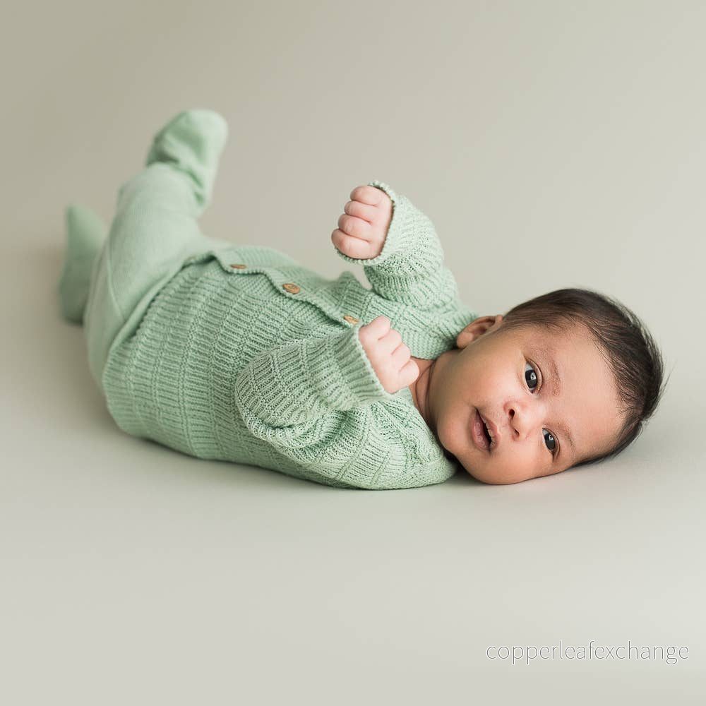 Stickad babyjacka Soft Green | Micu Micu - Bild 3