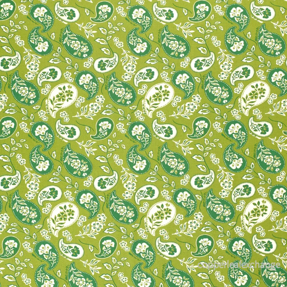 Patterned Viscose - Poplin - Paisley - Green - Bild 2