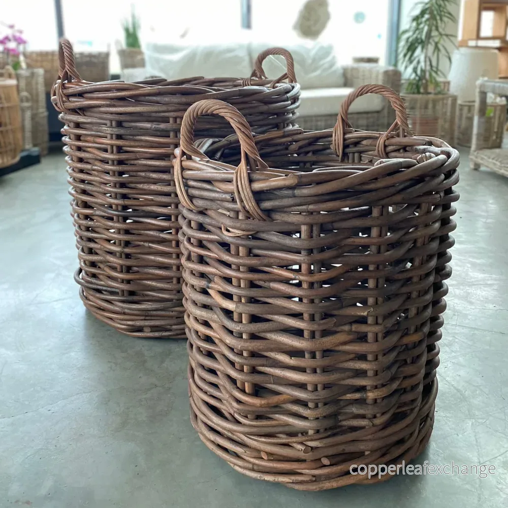 Rottingkorgar Premium med Hjul Set 2 Delar – Mörkbrun Ø60/50 cm Rottingkorgar Premium med Hjul Set 2 Delar – Mörkbrun Ø60/50 cm
