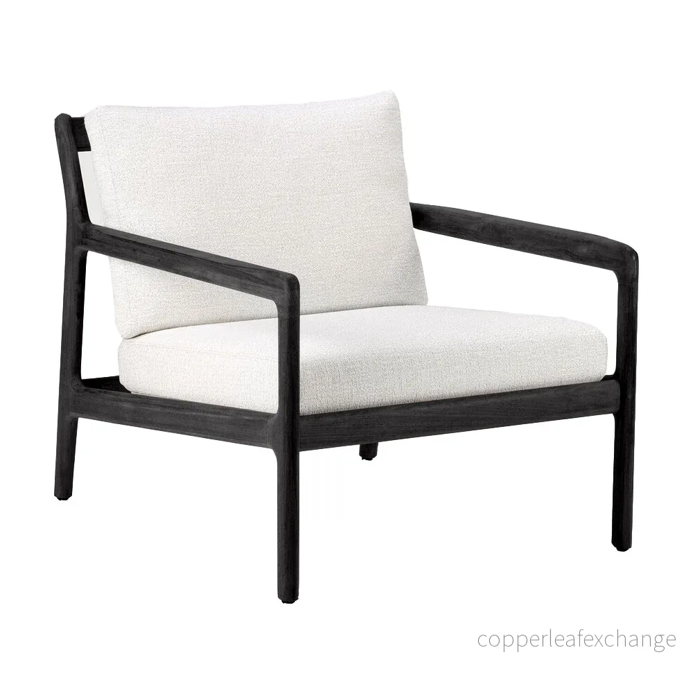 Utemöbel Loungestol Jack, Svart teak / Off White