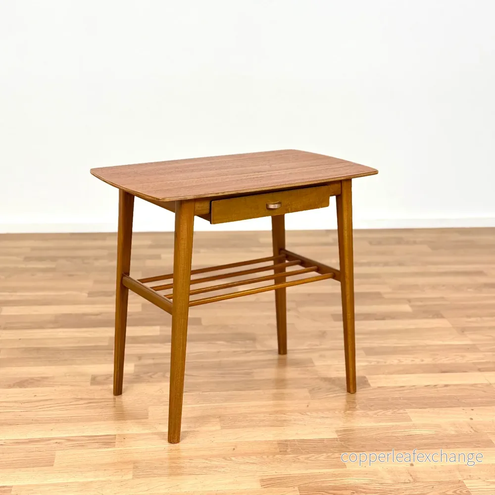 Sidobord med liten låda i teak, 1950-60-tal, Danmark