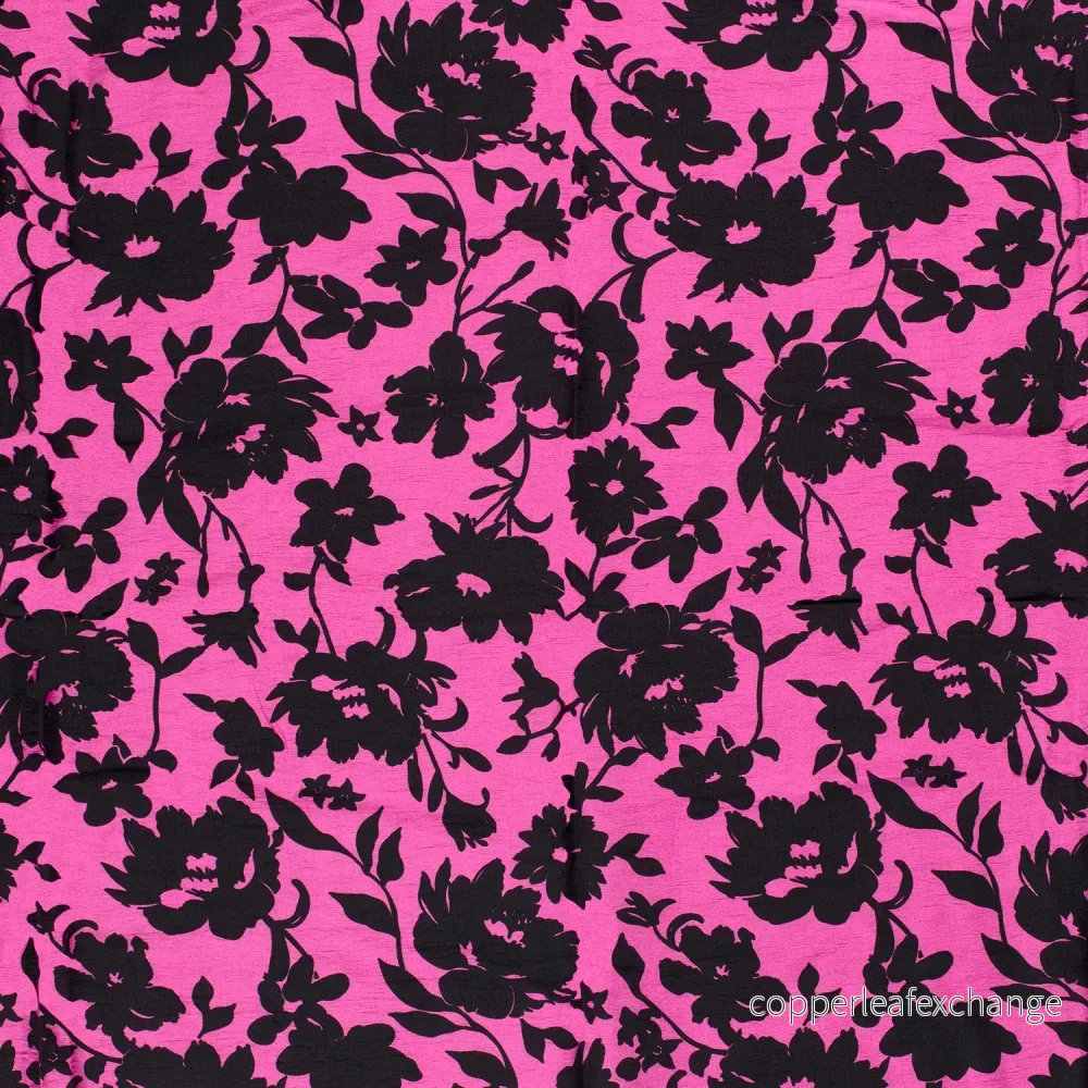 Patterned Viscose - Crepe - Flowers - Pink - Bild 2