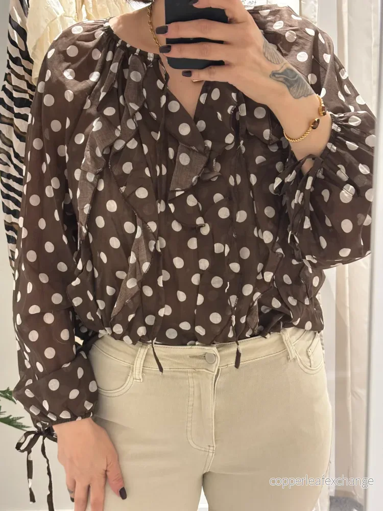 Bella Blouse Brun m Beige Prick Bella Blouse Brun m Beige Prick