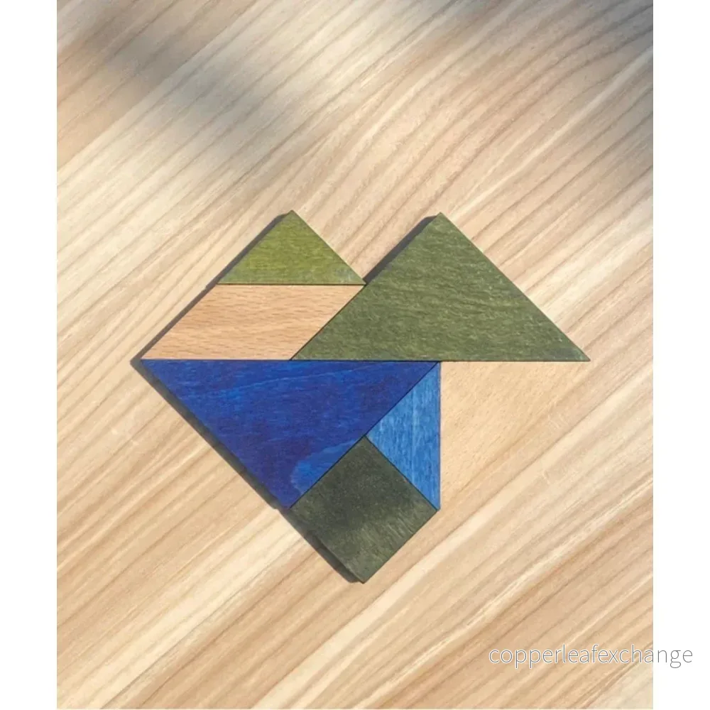 Tangram Pussel i Trä – Kalla Färger Tangram Pussel i Trä – Kalla Färger