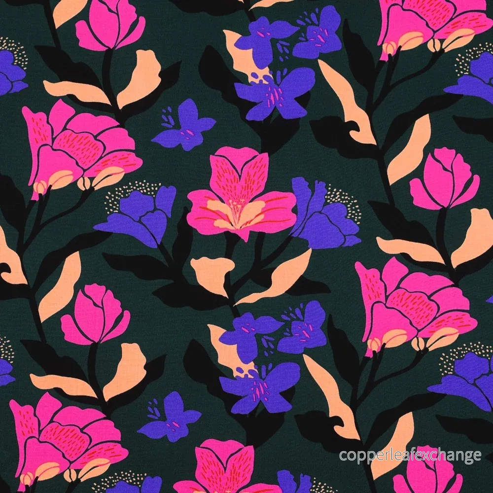 Nerida Hansen – Lenzing Ecovero – Amira Floral – Viscose – Dark Green Nerida Hansen – Lenzing Ecovero – Amira Floral – Viscose – Dark Green