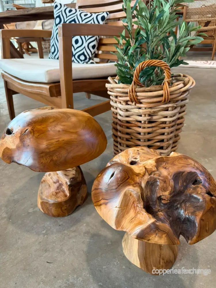 Jamur Dekorationssvampar i Teak – Handgjord Inredning - Bild 2