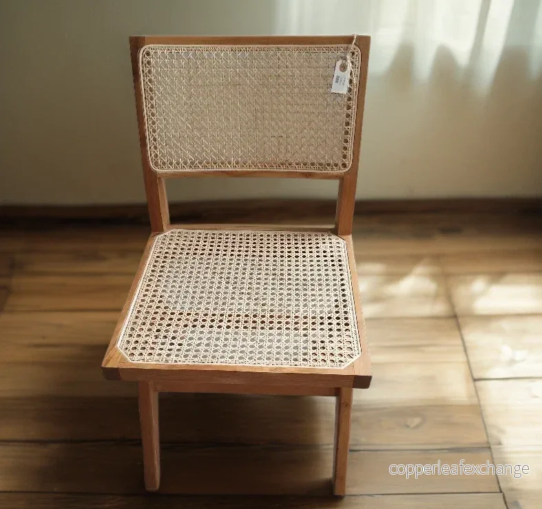Eiffel Matstol i Teak med Naturflätad Sits – Elegant Trädgårdsstol - Bild 3