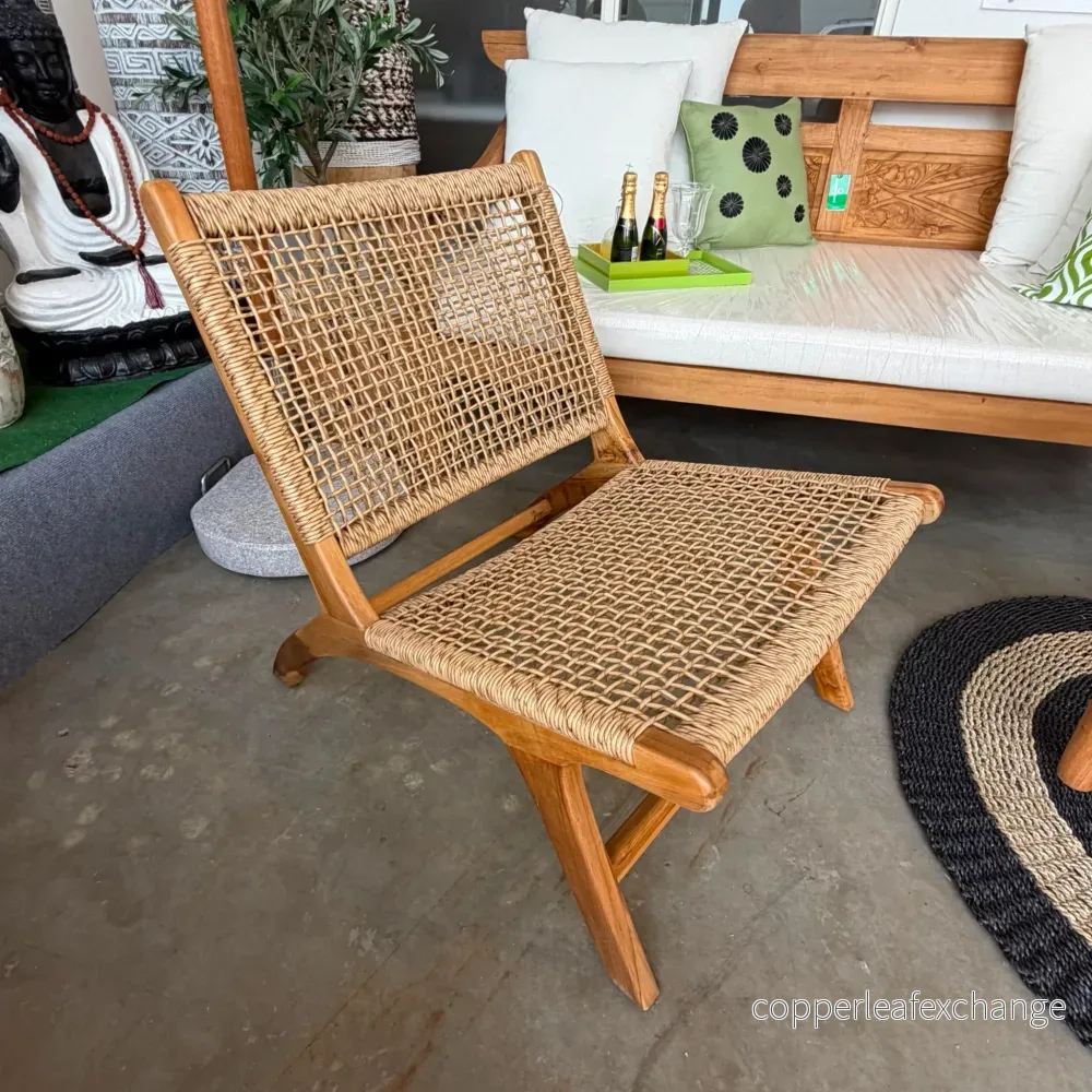 Damar Loungestol i Teak & Flätad Rep – Natur Damar Loungestol i Teak & Flätad Rep – Natur