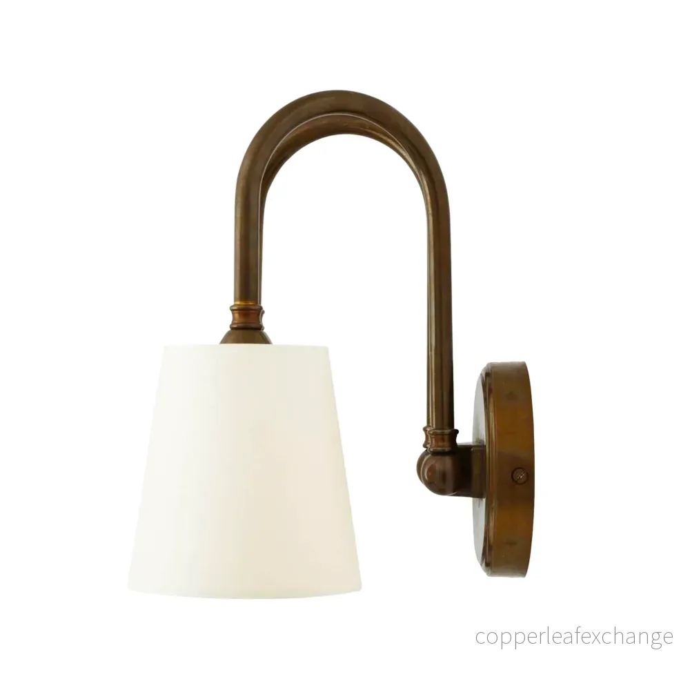 UPPSALA - Two-Arm Brass Wall Light with Fabric Shades 28cm - Bild 3