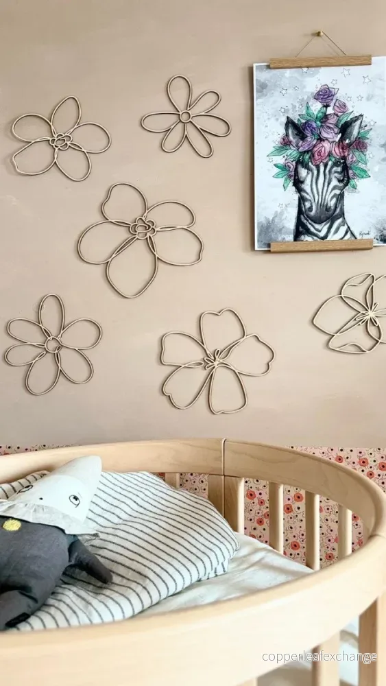6st Blommor - Väggdekoration i Naturligt trä - Bild 3