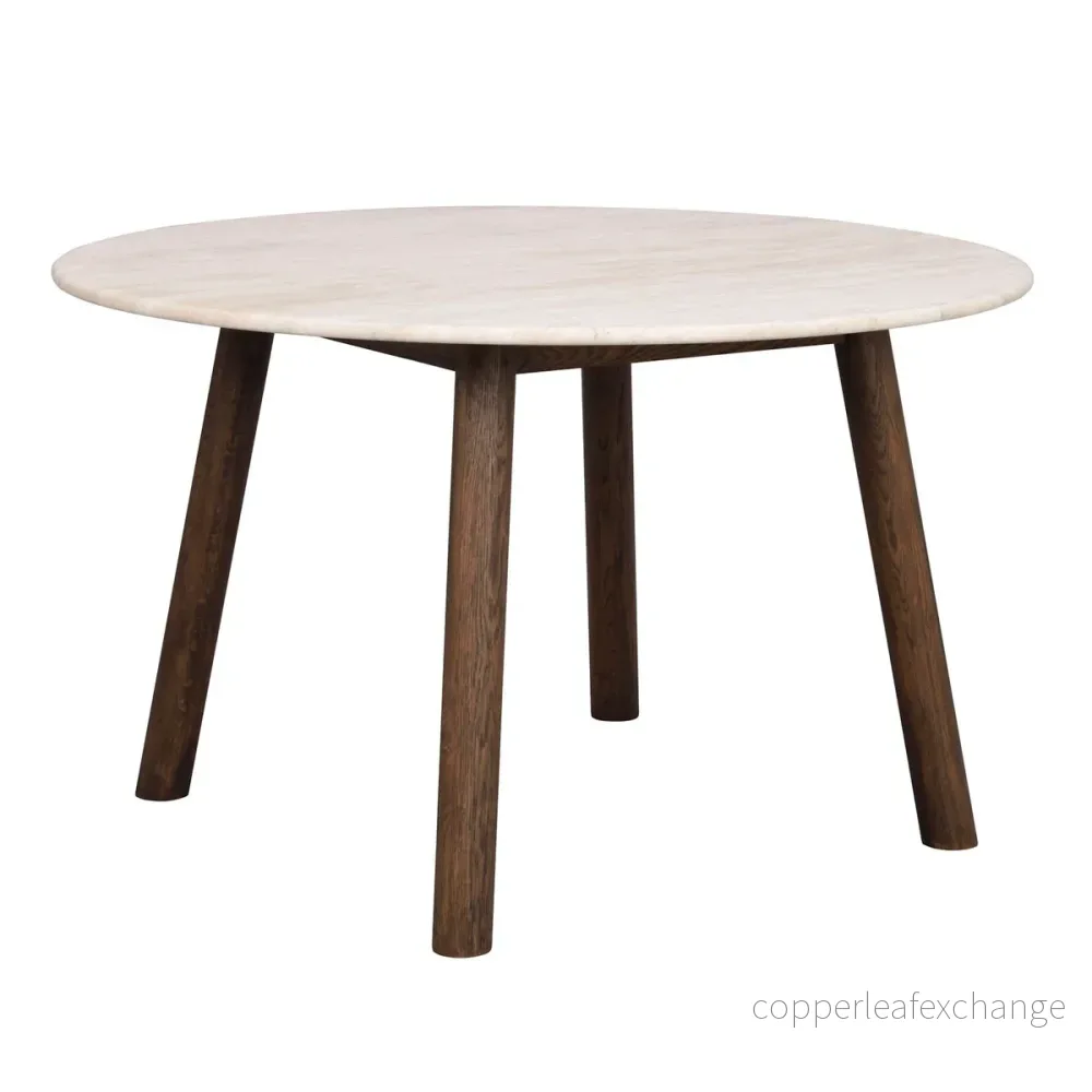 Matbord Taransay, Beige travertin / Brun ek - Bild 3