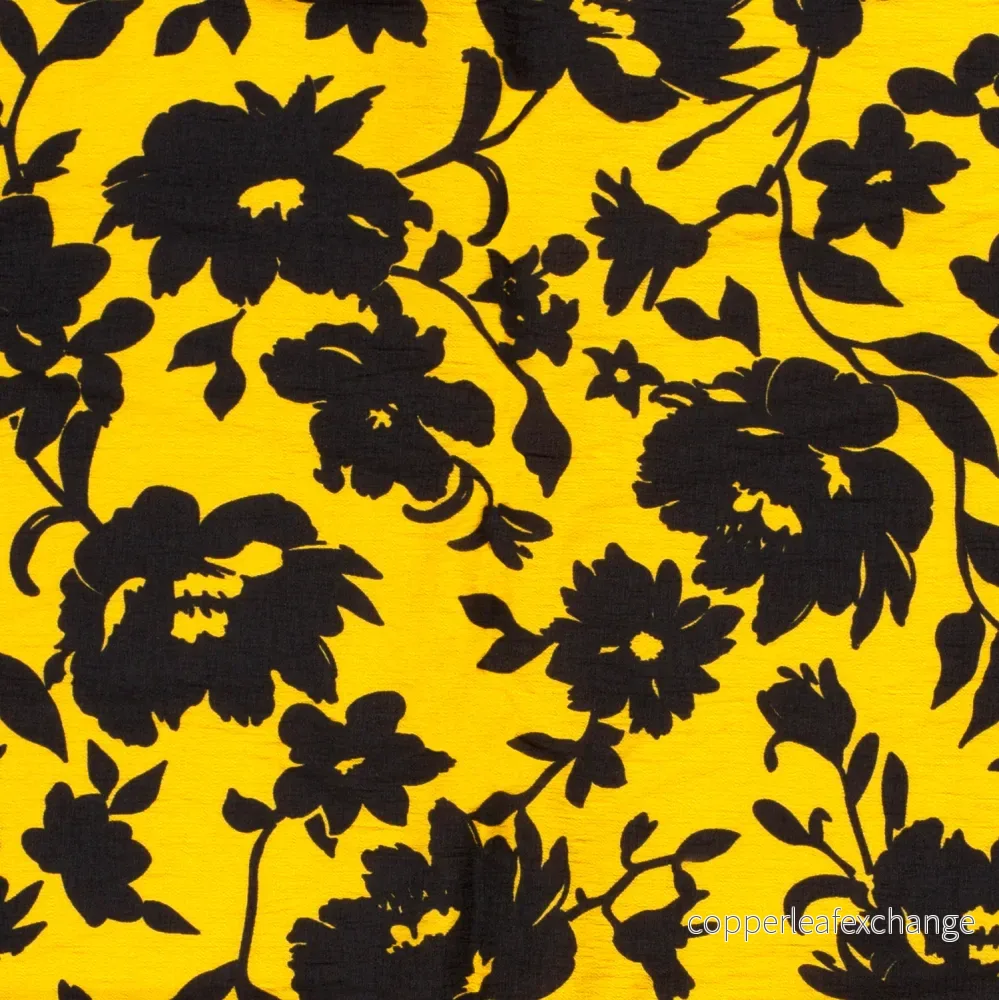 Patterned Viscose – Crepe – Flowers – Yellow Patterned Viscose – Crepe – Flowers – Yellow
