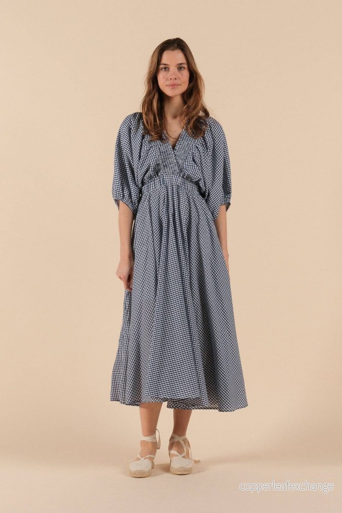 Valeria Klänning Marine Gingham - Bild 2