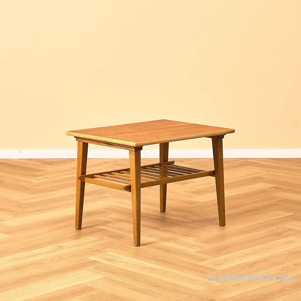 Swedish small coffee table in teak and beech Swedish small coffee table in teak and beech