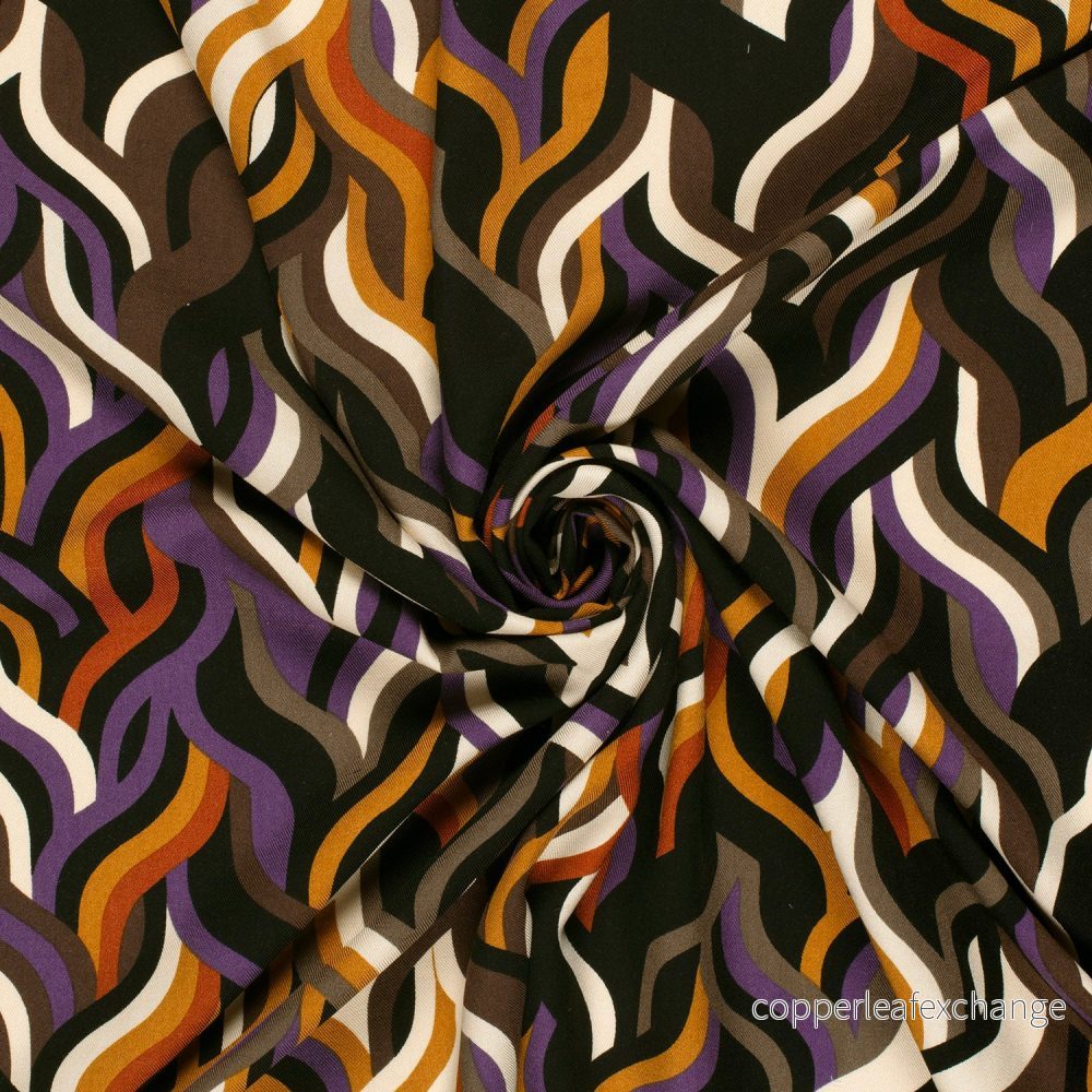 Patterned Viscose - Twill - Abstract - Brown - Bild 3