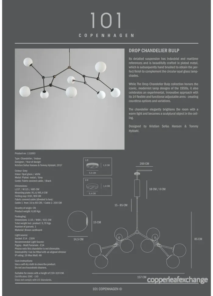 Drop Chandelier Bulp - Grey - Bild 2