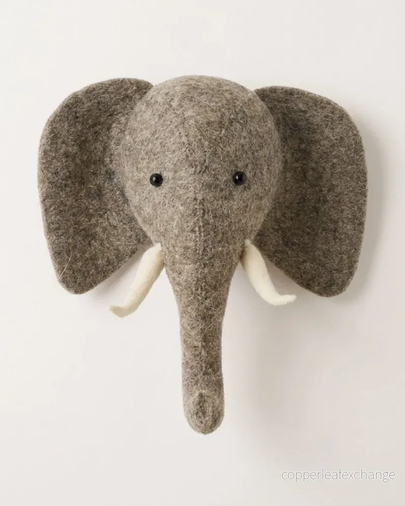 Djurhuvud i ull, elefant Djurhuvud i ull, elefant